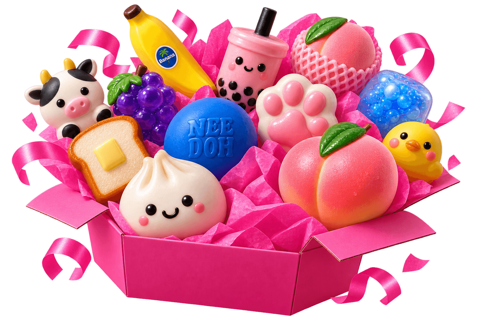 Mystery Sqishy Box L — růžový box plný squishies